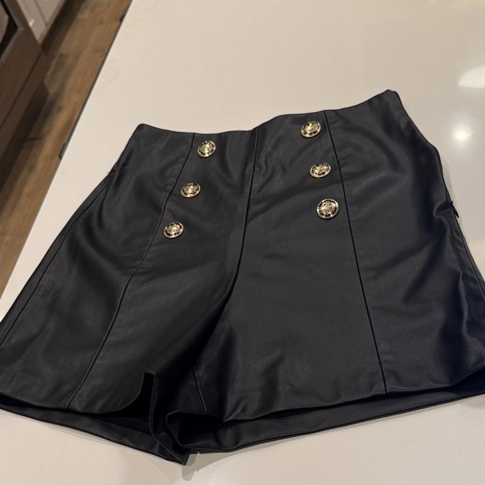 Zara Black High Waist Shorts with Gold Accents